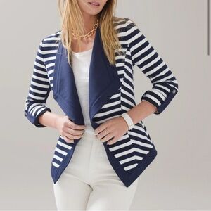 White House Black Market Navy and White Striped Jacket